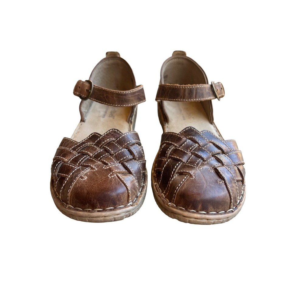 Josef Seibel Brown Leather Woven Maryjane Boho Comfort Sandals Shoes EU 39 Euro